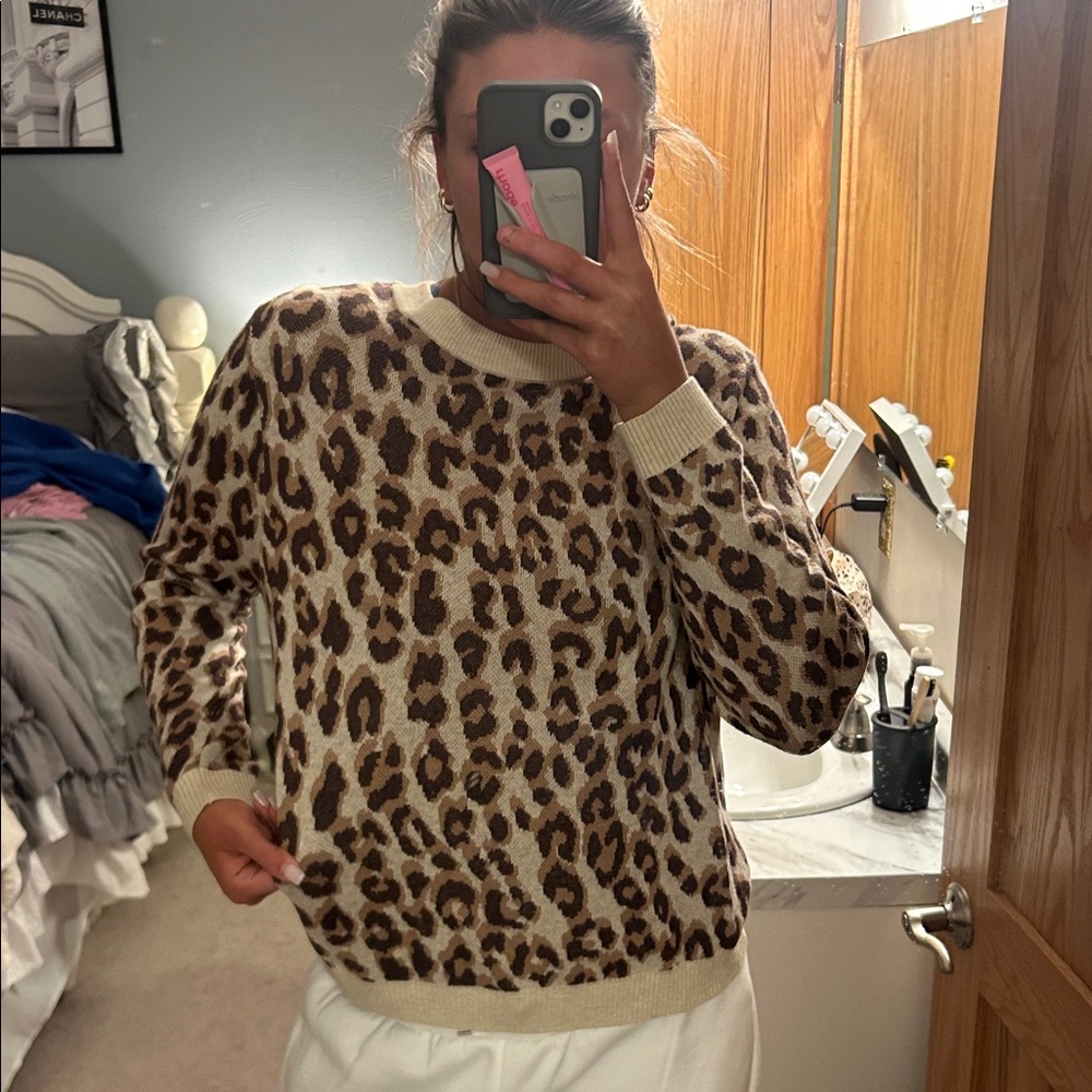 Target Leopard Print Crew Neck Sweater